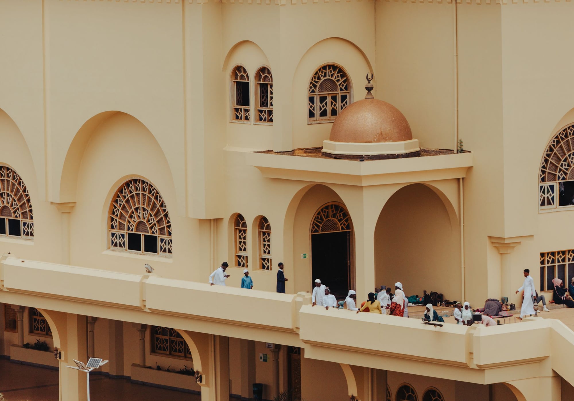 Worshippers on the terrace of the Uganda National Mosque in Kampala